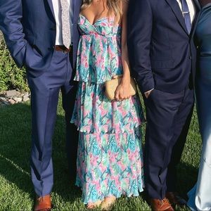 SAYLOR Pink and Blue Midi Dress